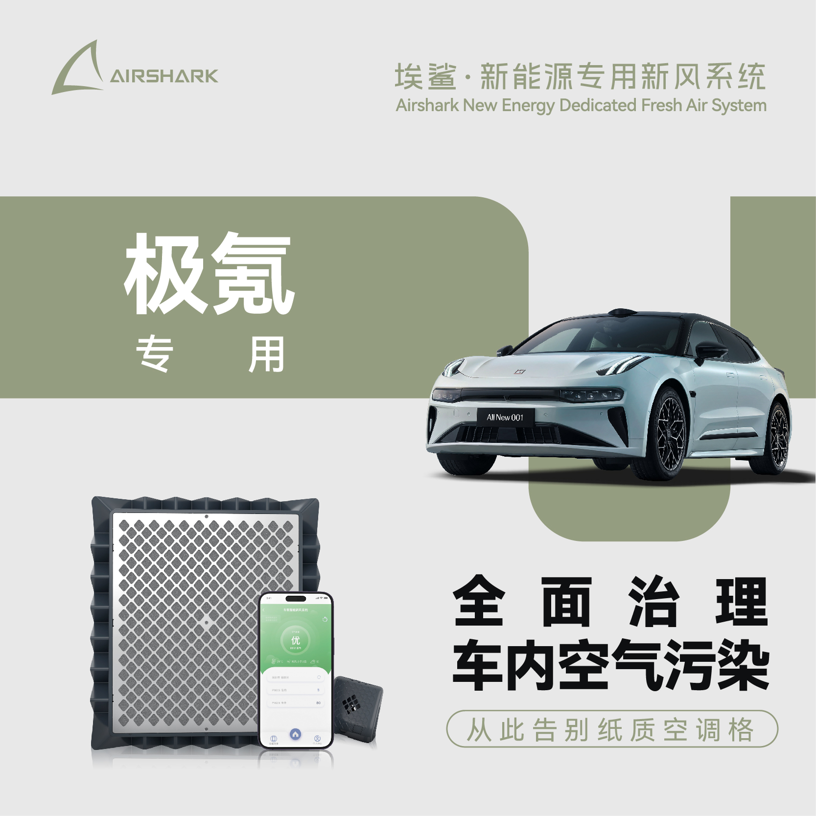 极氪专用车载智能空调滤芯车载智能新风系统车载净化器车载净化器