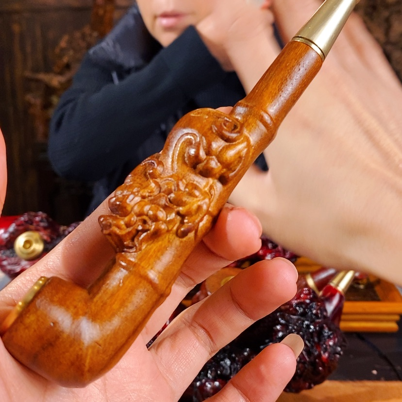 雕刻金丝楠小叶貔貅可盘玩把玩款(黄貔貅)