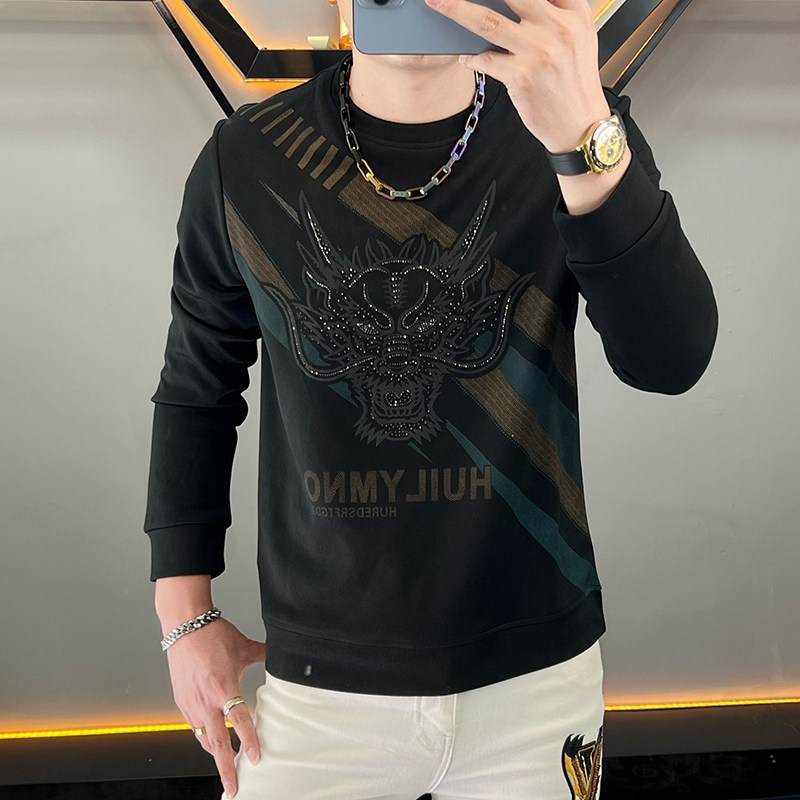 2024年秋冬新款男士休闲圆领卫衣男百搭长袖欧货卫衣男