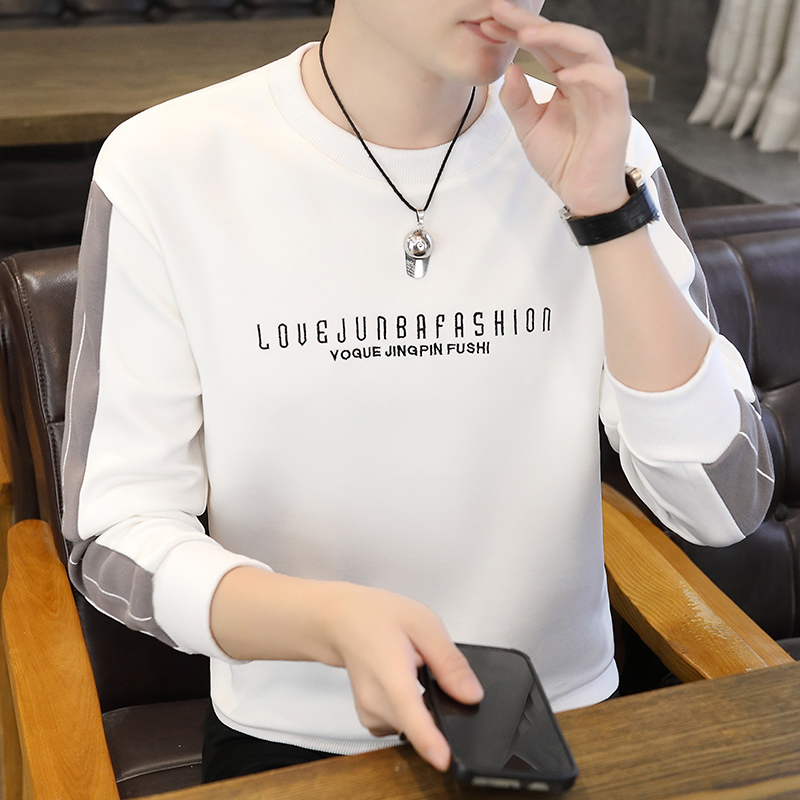 春秋季秋冬轻奢男士休闲圆领卫衣男百搭长袖时尚卫衣男潮流修身