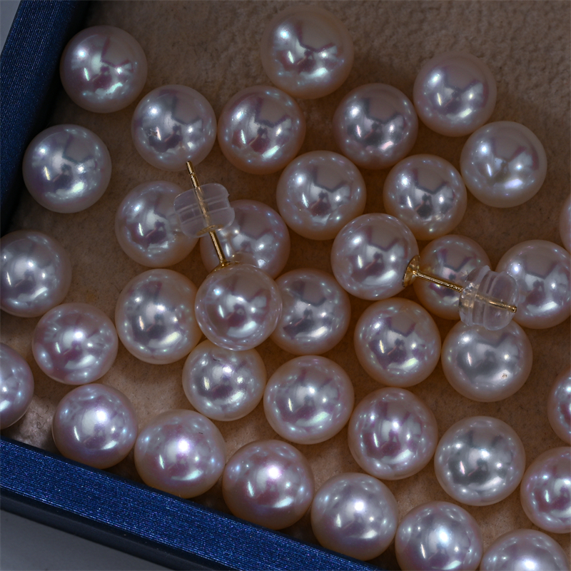 天然淡水无核媲美海水珍珠耳钉女K金耳饰气质