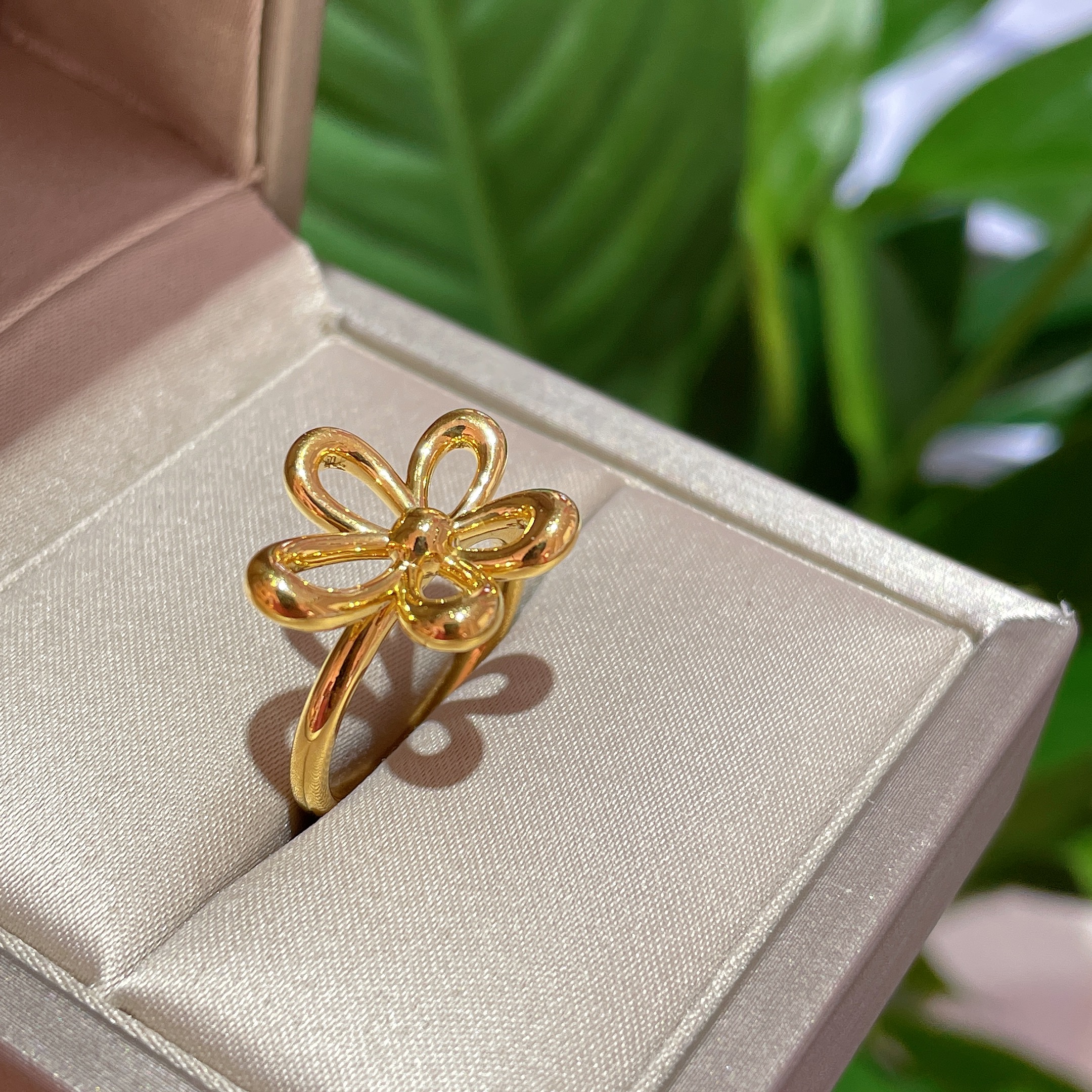 2035  足金999戒指足金女戒法式格桑花时尚轻奢食指戒 送女友现货