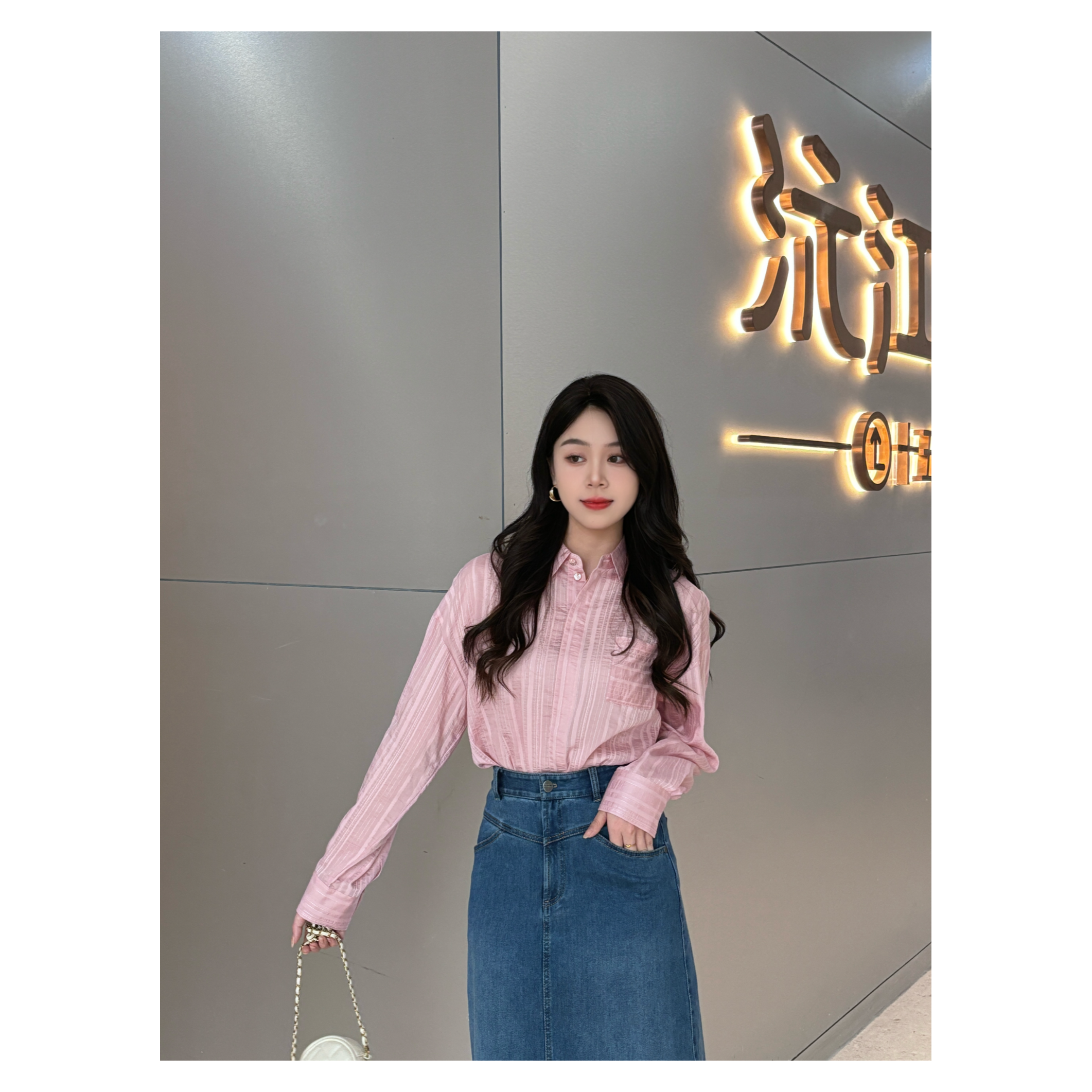 GIRDEAR/哥弟GIRDEAR/哥弟「白塔玫瑰」纯色显瘦纸片人衬衣1300989