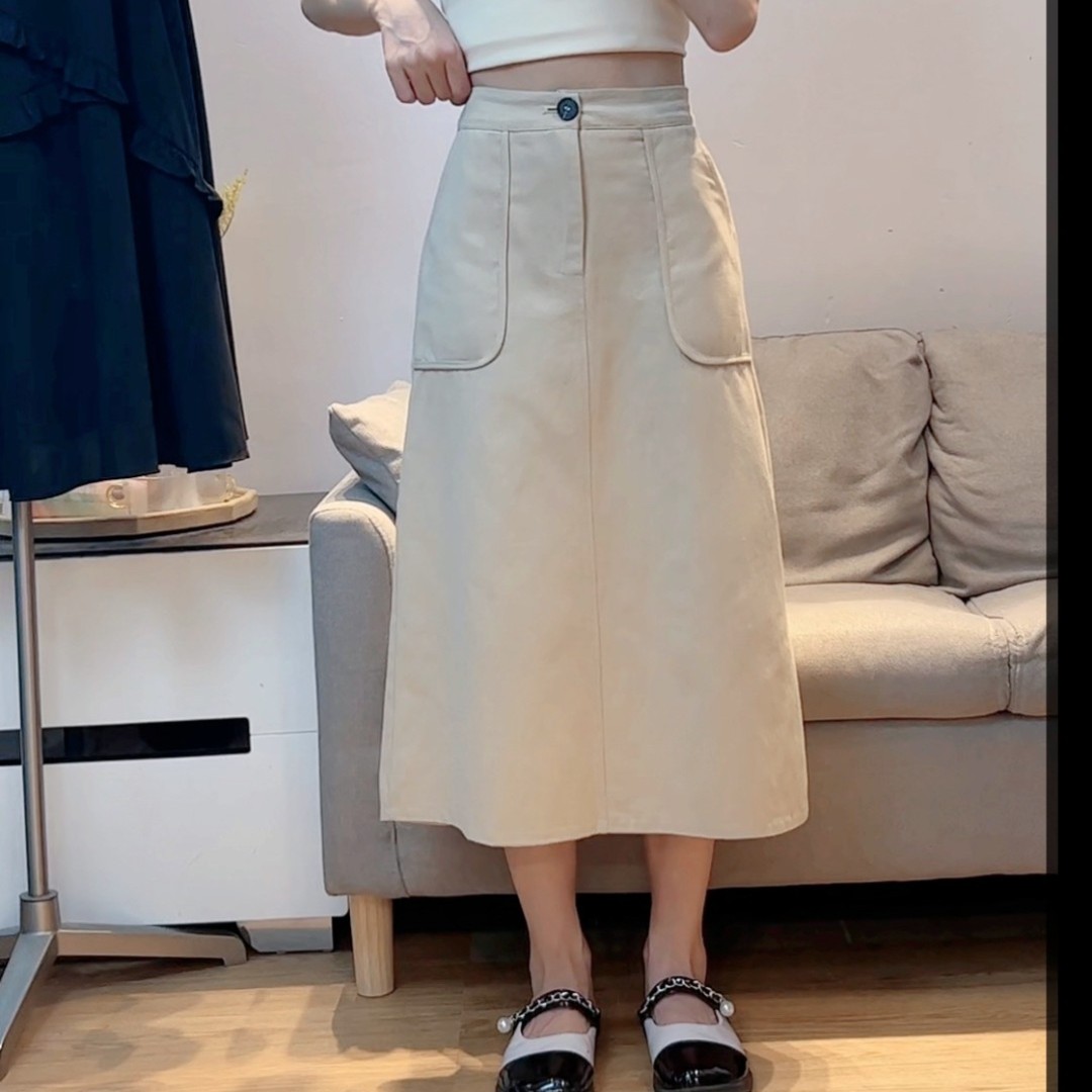 周一精选夏季新款扣子口袋工装裙小个子显瘦微A版女150显高中长裙