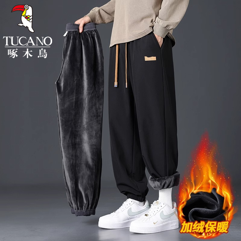 TUCANO/啄木鳥男秋冬裤子加绒加厚保暖休闲裤潮流大码宽松卫裤男