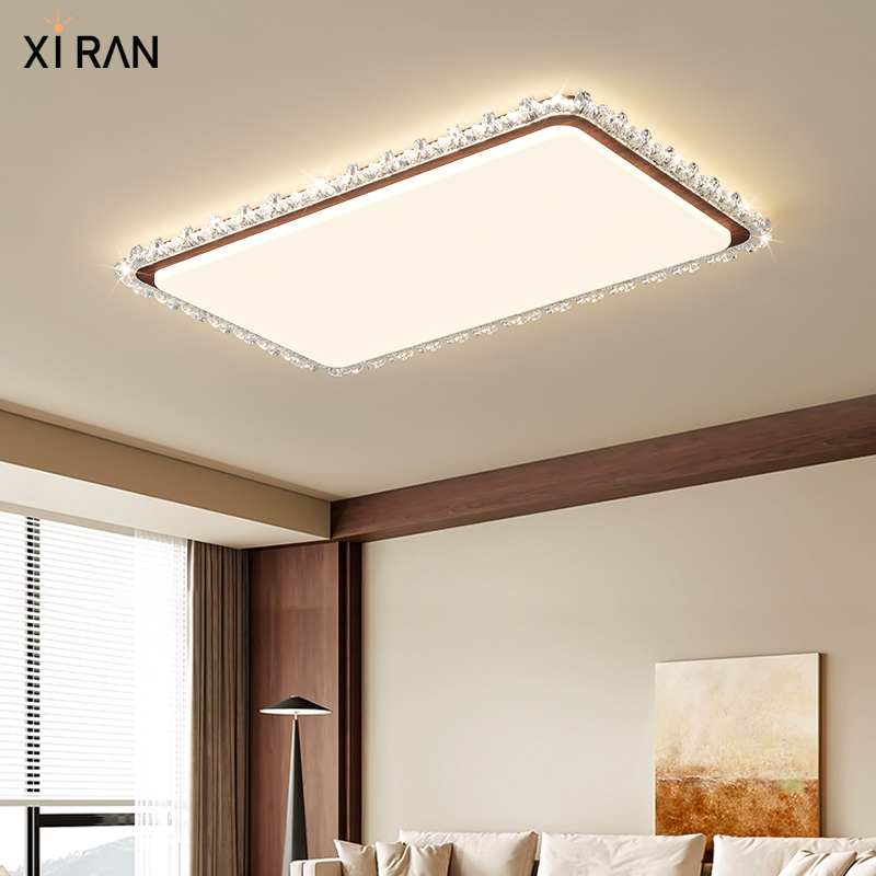 全光谱轻奢感客厅灯中古风吸顶灯长方形家用卧室主灯圆形护眼灯具