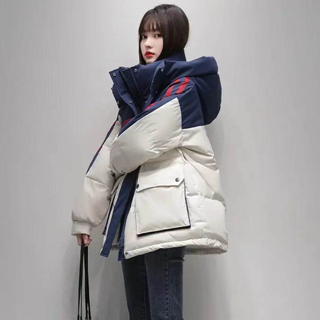 时尚羽 绒服羽 绒服女2023年冬季抖音网红撞色韩版宽松保暖学