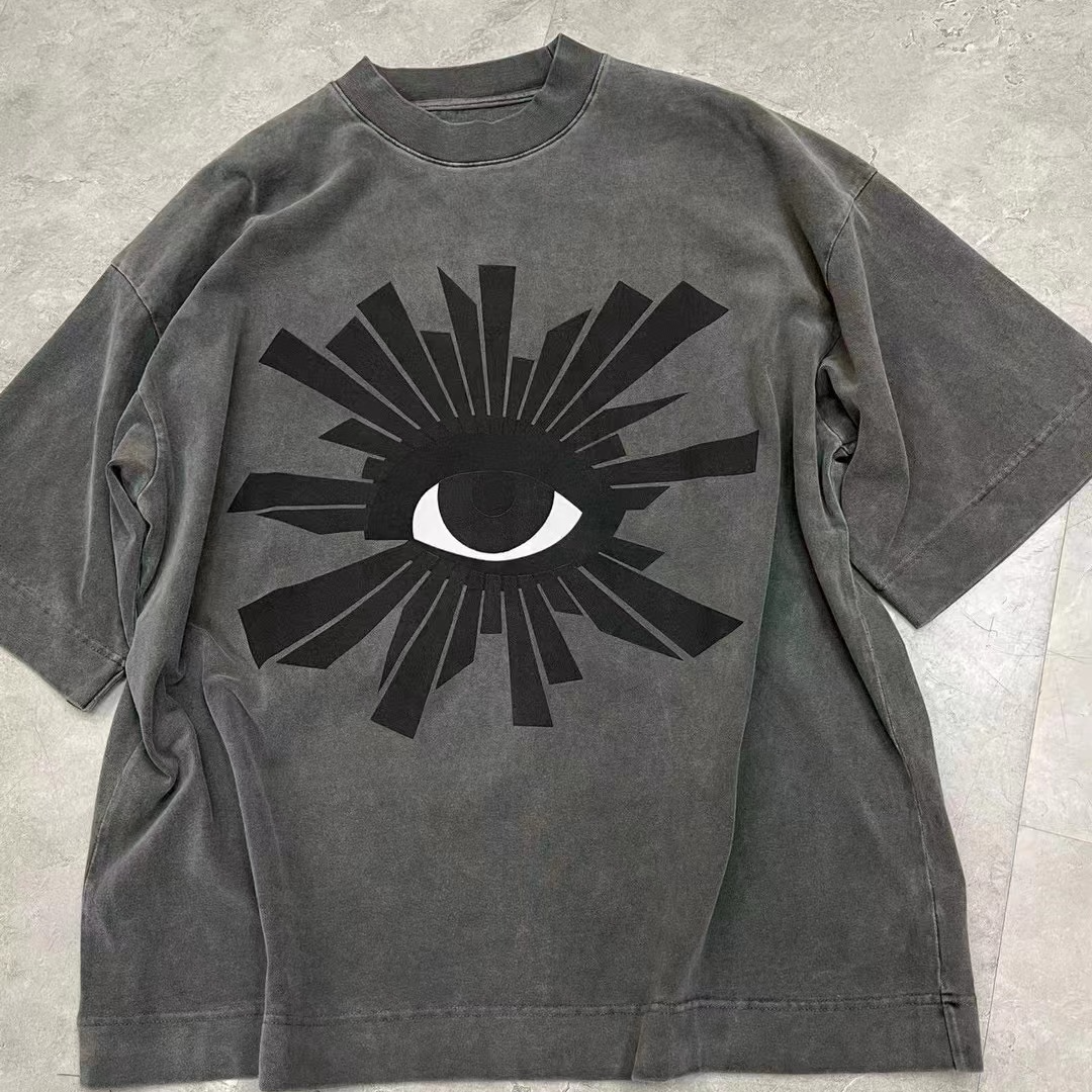 真理之眼短袖340克全棉 宽松男女同款休闲设计师美式复古