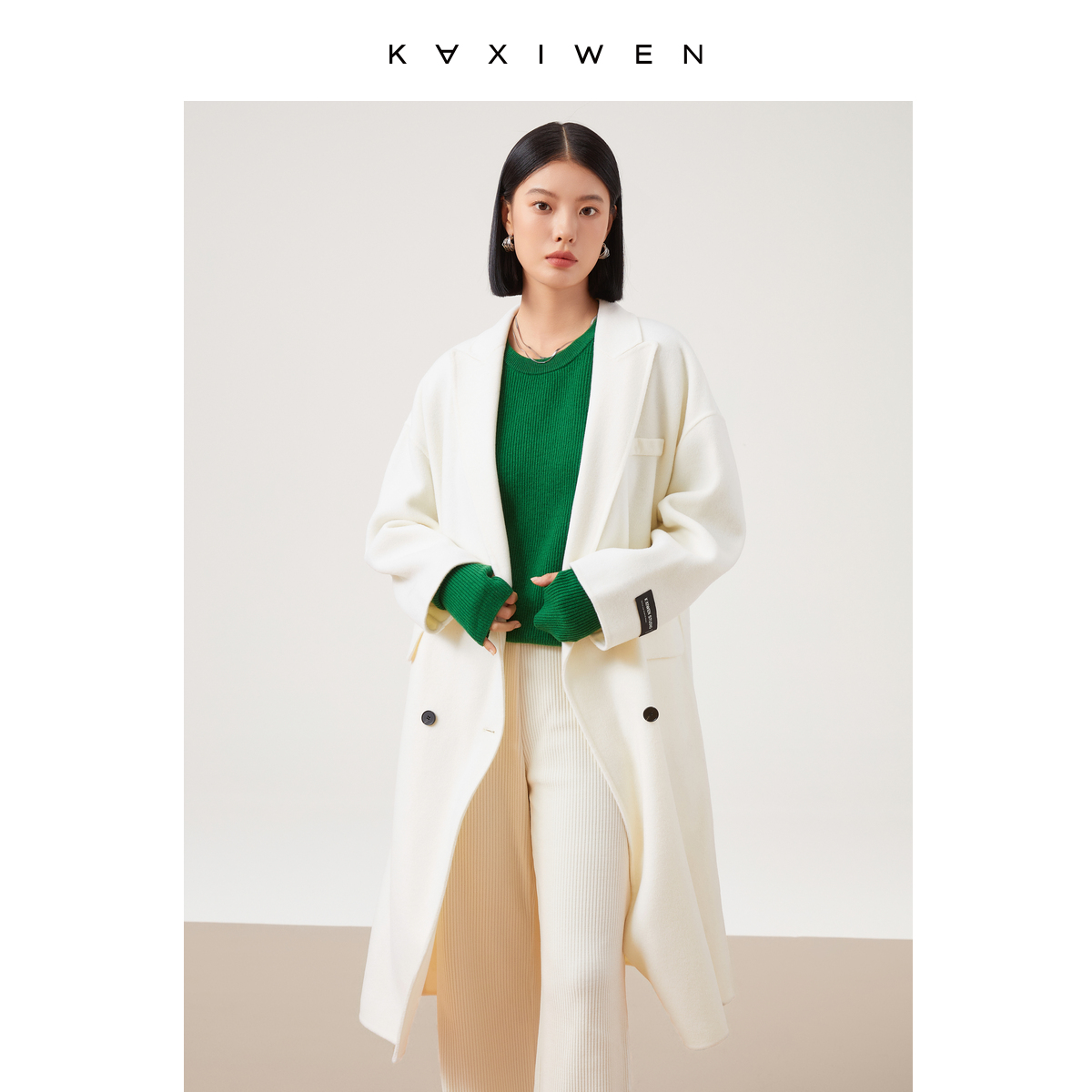 【尚雅专属】时尚气质外套翻领羊毛双面呢大衣X10ADE8707