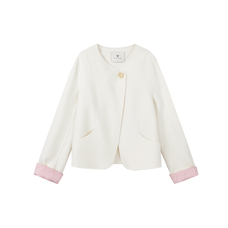 【许半夏推荐】新中式羊毛大衣秋国风礼服提花毛呢外套X09ADS8759