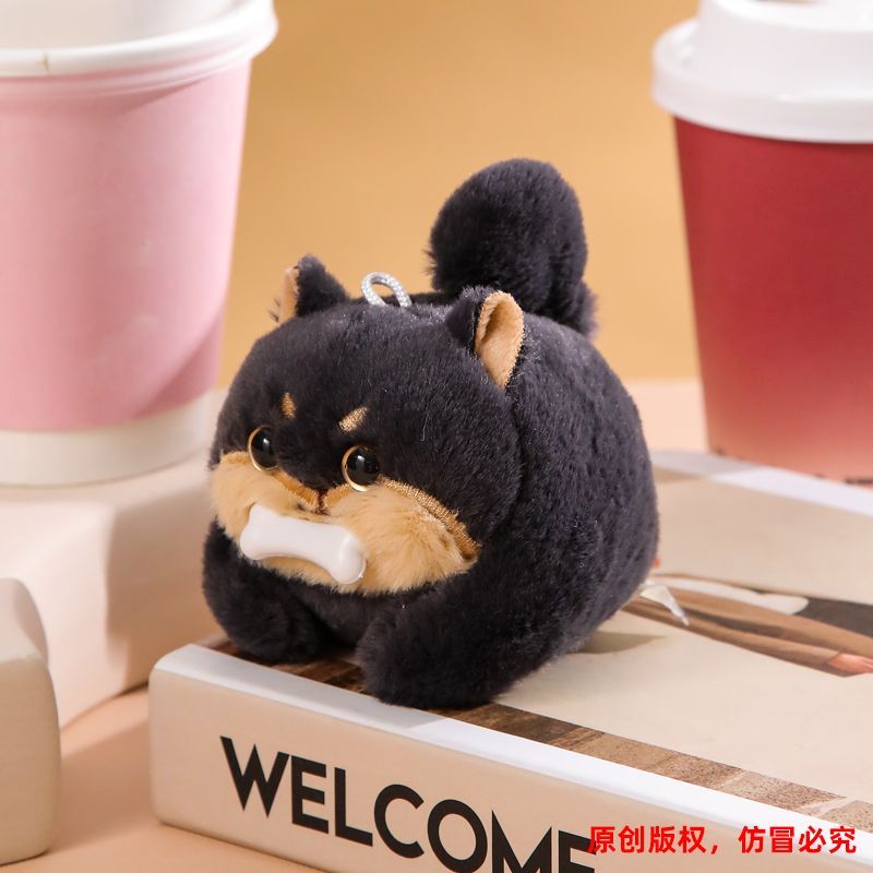 拉绳会动的可爱猫咪会摇尾巴公仔新品小猫咪毛绒公仔解压玩具挂件