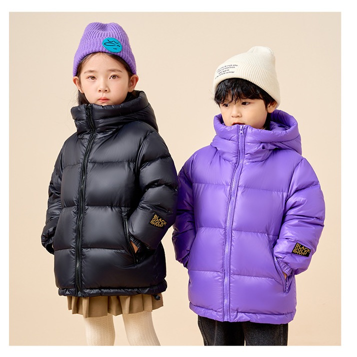 黑色金标儿童羽绒服冬季中小童新款男童女童装加厚保暖面包服外套