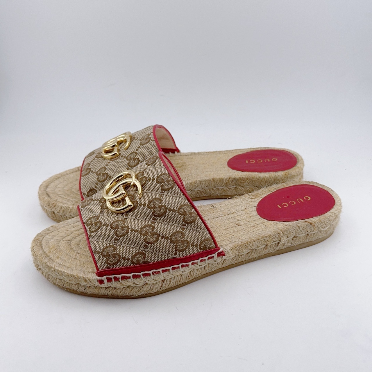 99新 GUCCI/古驰 38码/99新/Gucci/古驰 满印草编拖鞋