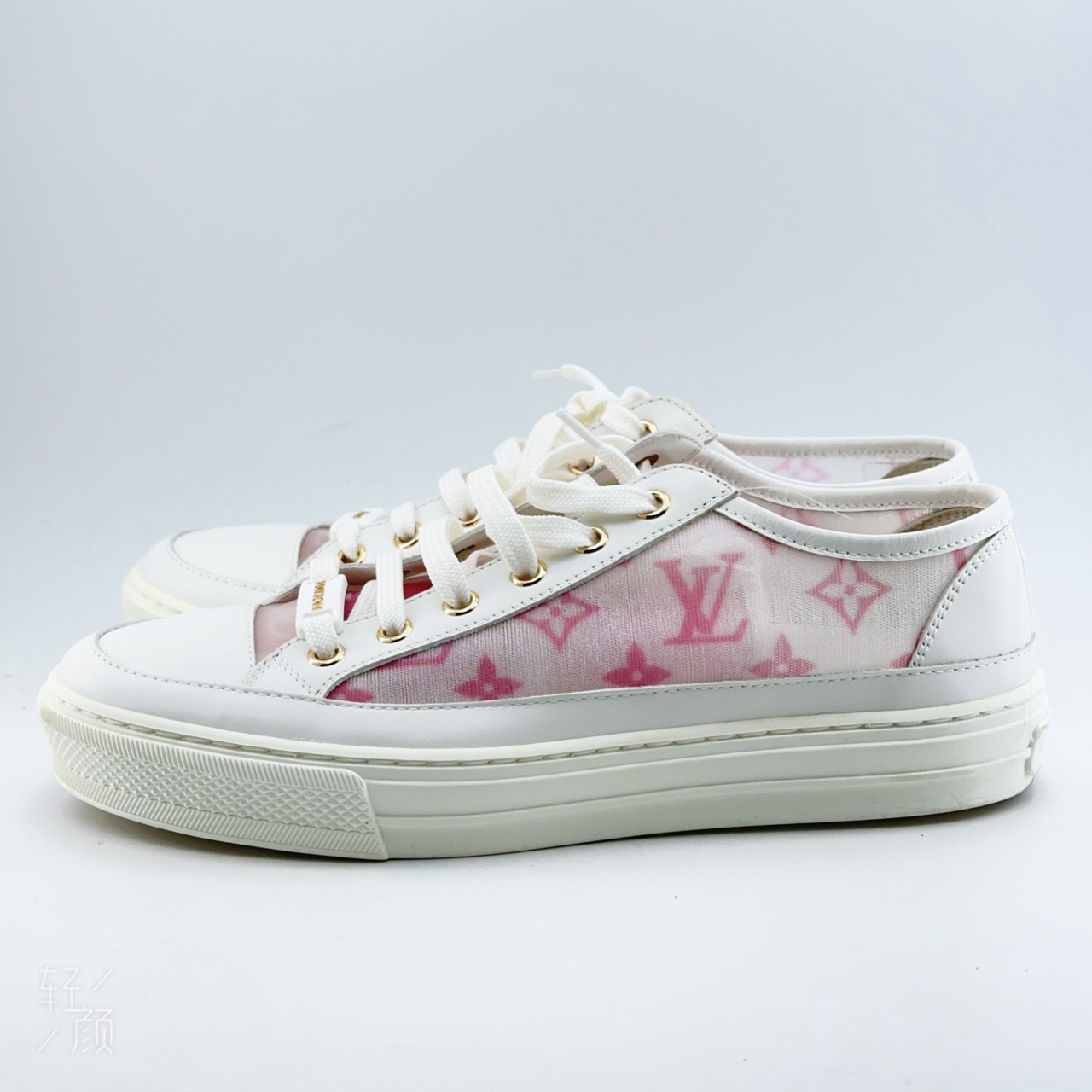 95新 LouisVuitton/路易威登 37码/98新/stellar粉色网纱小白鞋