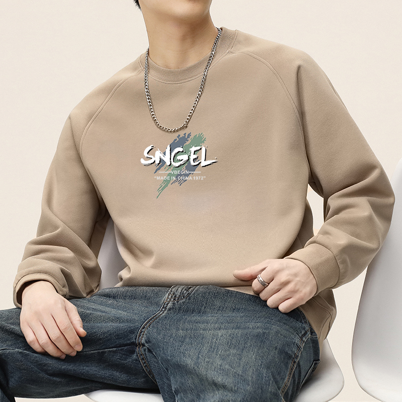 美式卫衣男新款潮流圆领印花内搭上衣秋季宽松大码休闲套头长袖男