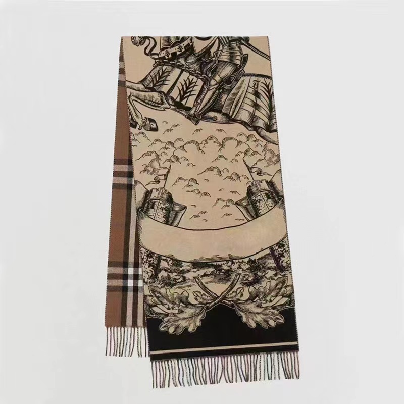 抖音直播战马格子围巾女高级感百搭保暖流苏围脖加厚气质羊绒围巾