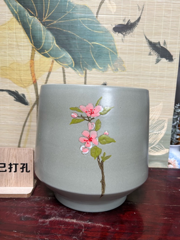 景德镇欧根纱一枝梅花盆