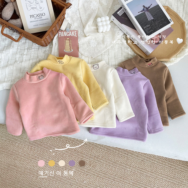 DY225020秋冬新款儿童长袖T恤加厚保暖半高领打底衫