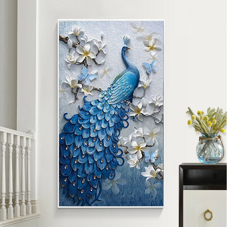 皇室蒙娜丽莎十字绣2025新款线绣客厅小幅画孔雀竖版玄关走廊刺绣