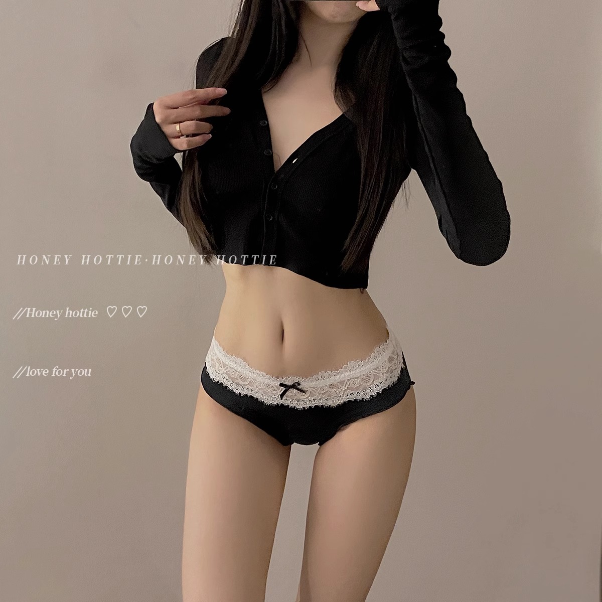 蝴蝶结甜美内裤女士抑菌棉裆提花性感蕾丝拼接包臀透气低腰三角裤