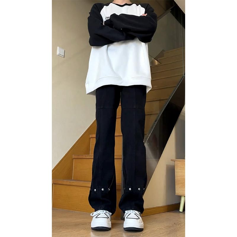 vintage工装伐木裤子高街vibe美式卡哈特牛仔裤男排扣直筒微喇裤
