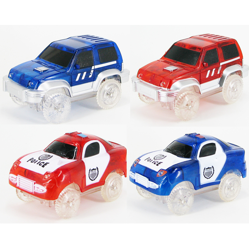 电动轨道车玩具小汽车磁力片专用小车配件小火车警车过山车