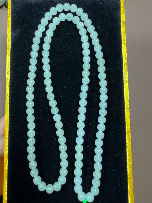 和田玉冰晴水卡6长串高冰精美