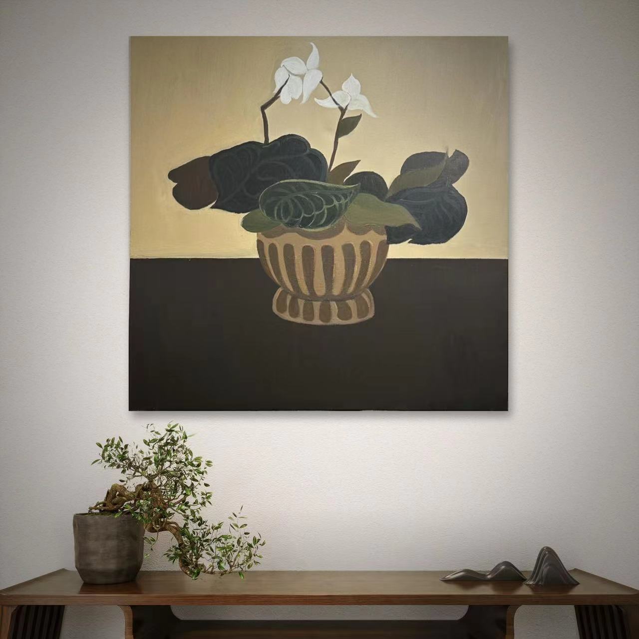 油画手绘《中古花瓶》现代北欧餐厅挂画玄关客厅背景墙装饰画