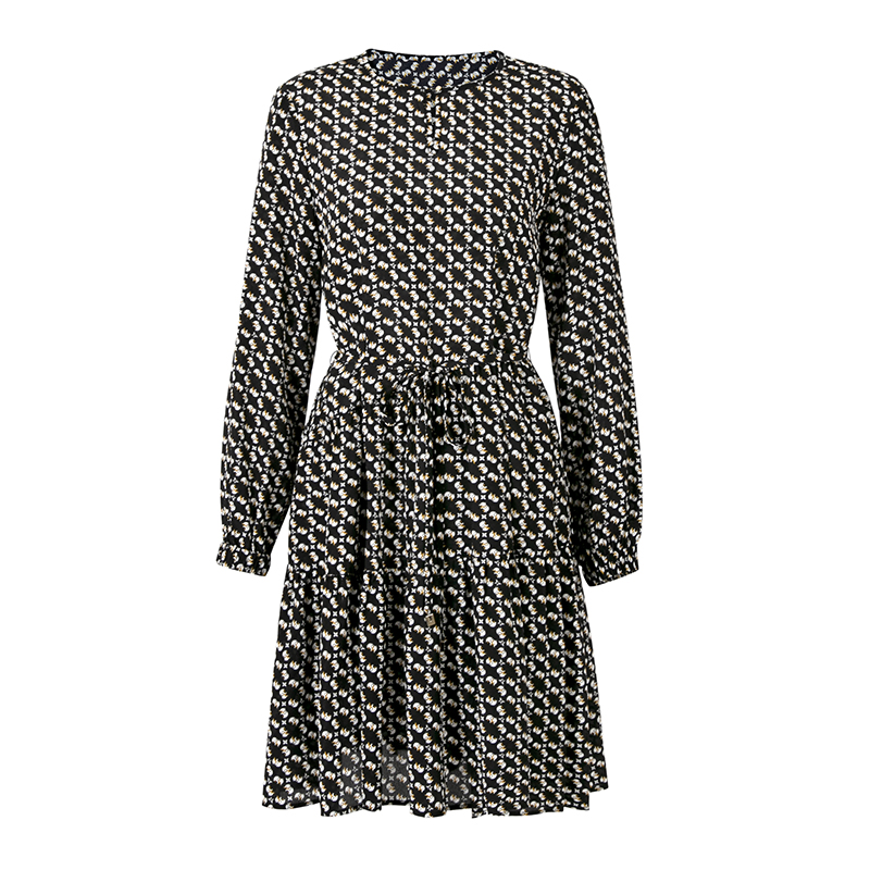 ZS004菲诗菲曼高端真丝系列  圆领长袖桑蚕丝连衣裙FJH92094599