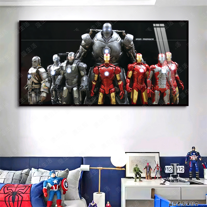 漫威钢铁侠50*100高清铝合金装饰画客厅卧室玄关动漫挂画