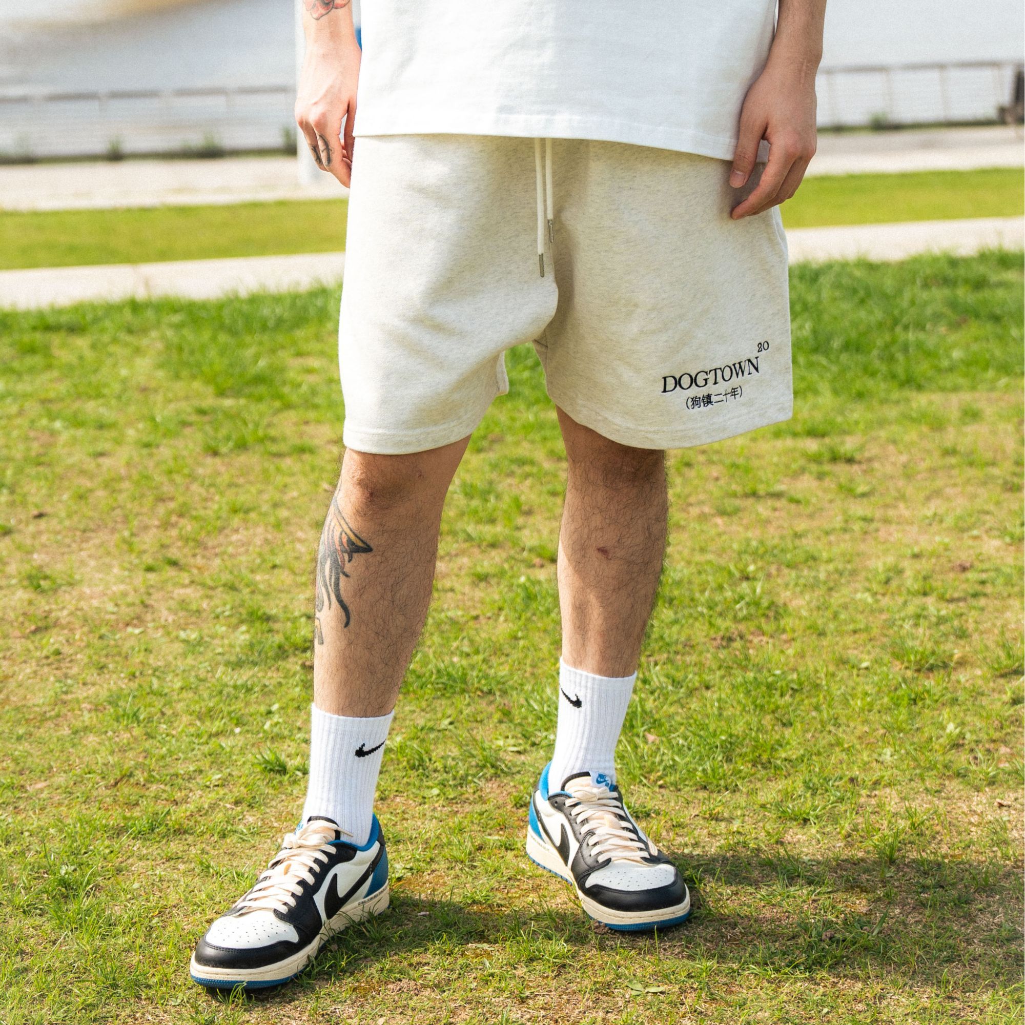 DOGTOWN狗镇二十年中文LOGO刺绣抽绳短裤宽松运动套装短裤
