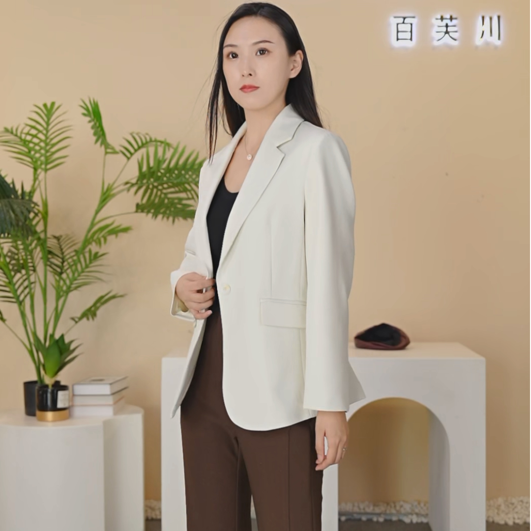 PARKVIEW/百芙川西服气质白色时尚休闲女士春季简约宽松HF3089-1