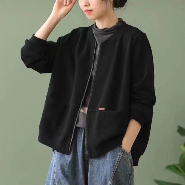新款休闲外套女韩版宽松大码气质百搭简约文艺秋季新款棒球服
