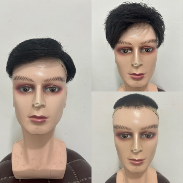 全递针 仿真人头皮 男士发块 真人发丝 逼真自然不显假 
