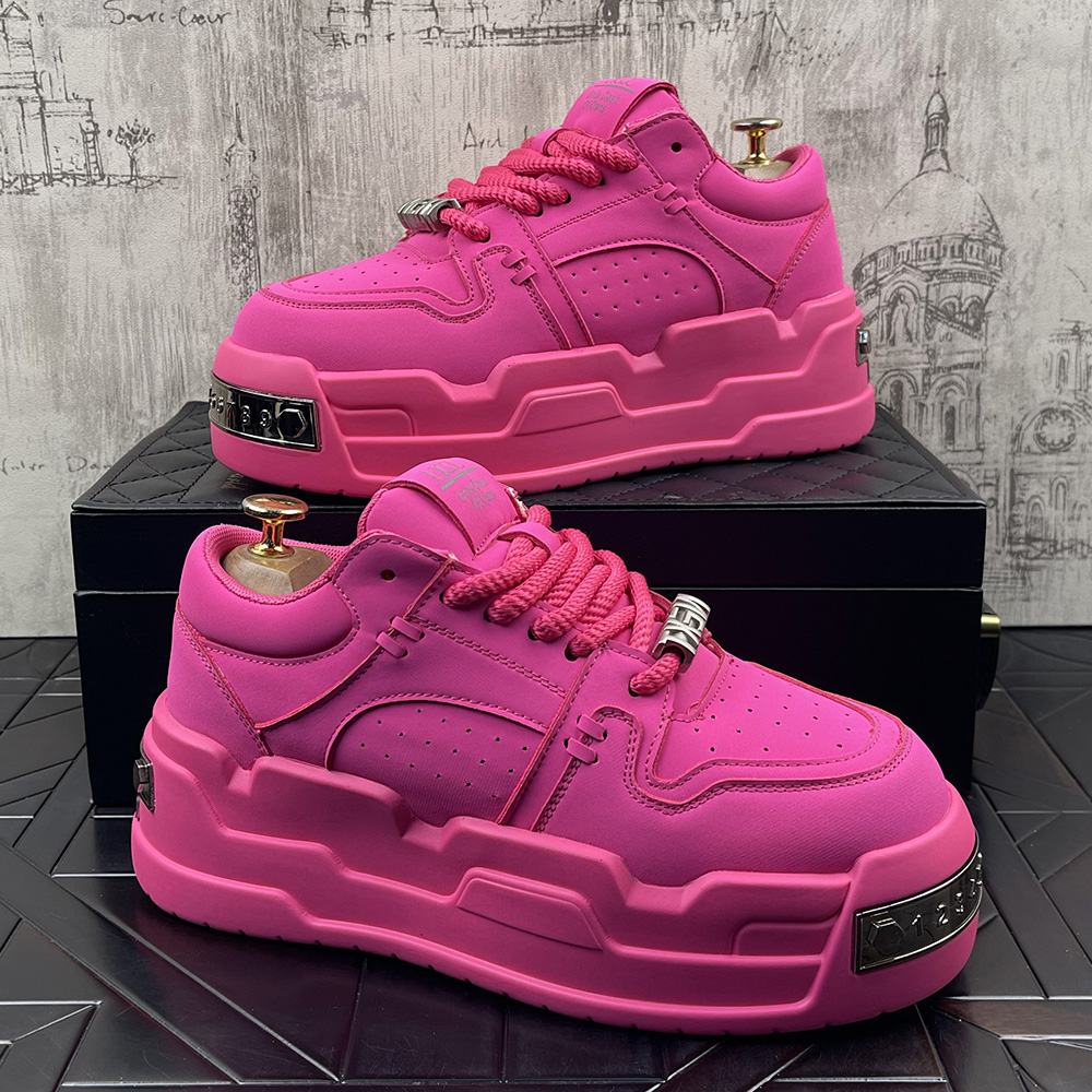 欧洲站男鞋原创设计小白鞋厚底潮流板鞋百搭增高面包鞋冬季休闲鞋