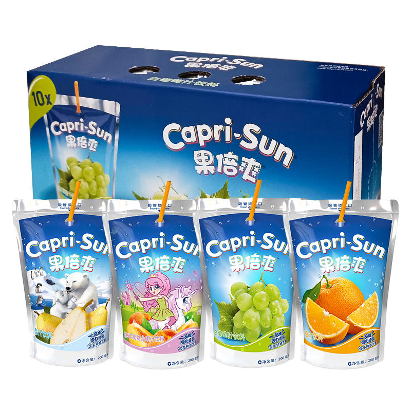 capri-sun果倍爽果汁 饮料儿童果汁营养新鲜整盒葡萄汁橙汁味饮料