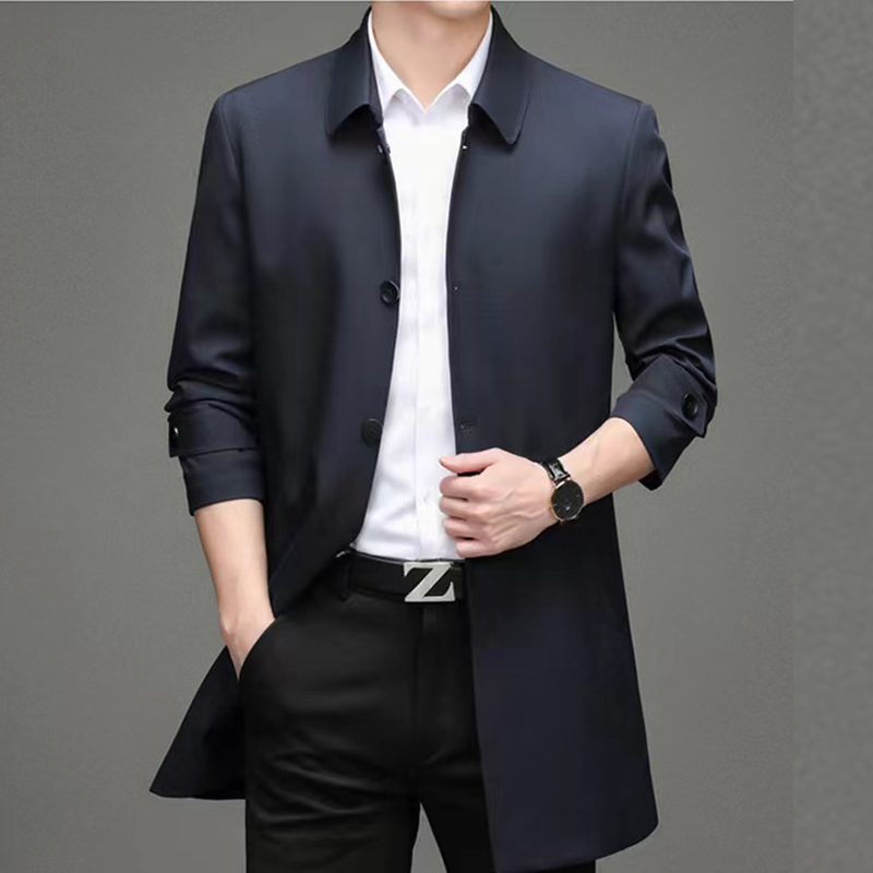 2023 长款翻领商务男士休闲外套中长款男装
