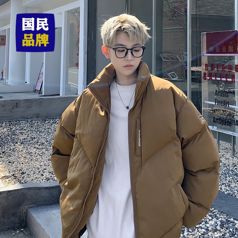 棉袄男冬季新款潮牌加厚宽松立领棉服美式复古棉衣情侣外套潮
