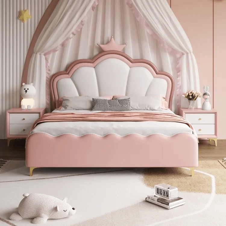 奶油风儿童床卧室男孩女孩公主床简约现代云朵大软包儿童床606