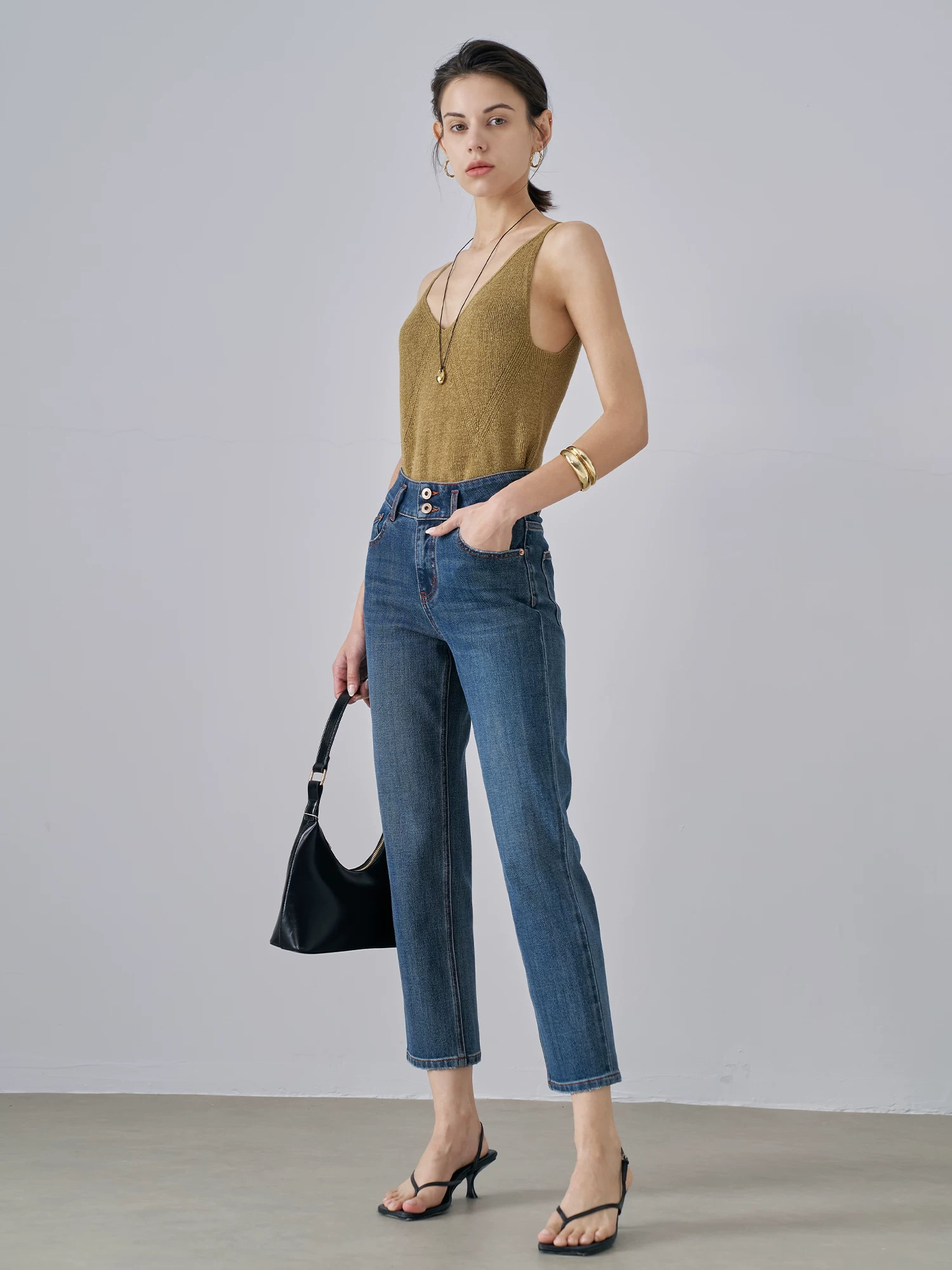 【突突】九分烟管裤女 | 四面弹面料高腰修身显瘦2024年直筒牛仔裤