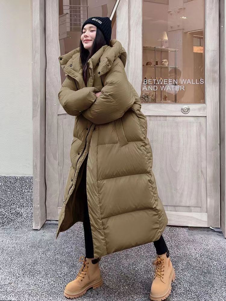 雪中飞新款羽绒服2023冬季新款长款过膝羽绒服女韩版宽松大被子羽