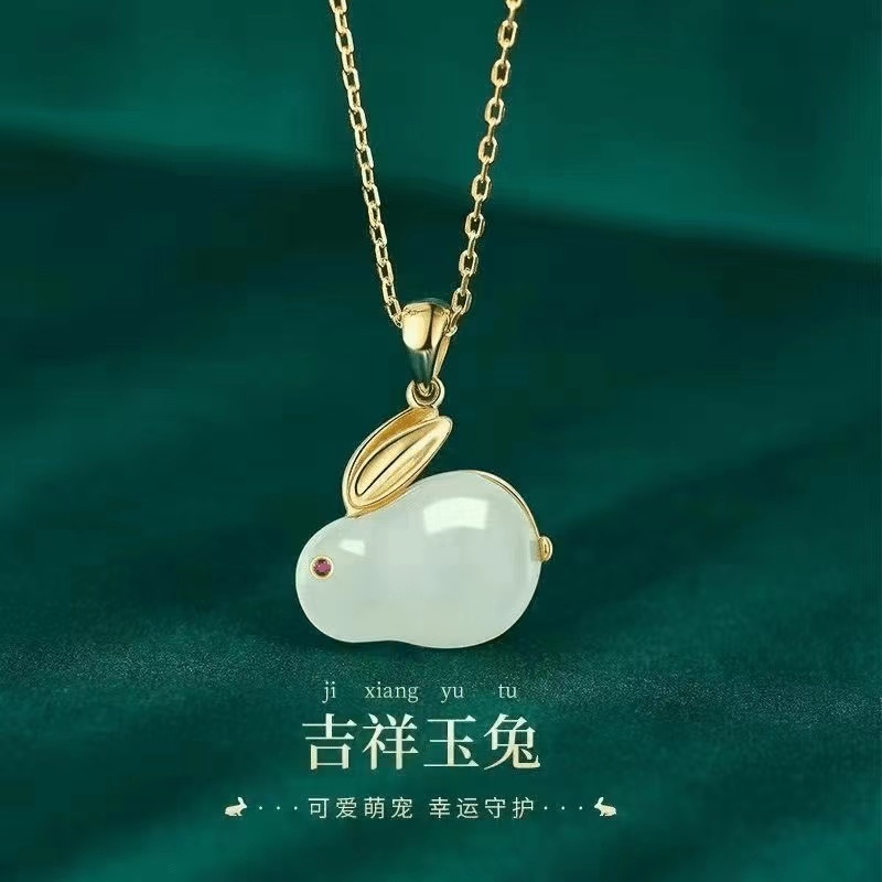 合金项链 合金项链 吉祥玉兔项链国风传统吊坠幸运项链女时尚百搭