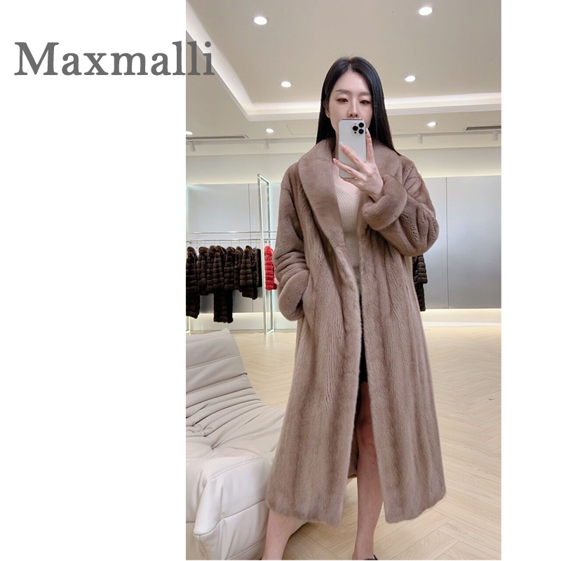 【 Maxmalli 】 M2308 冬季抽刀新款宽松中长款水貂毛貂皮草外套女