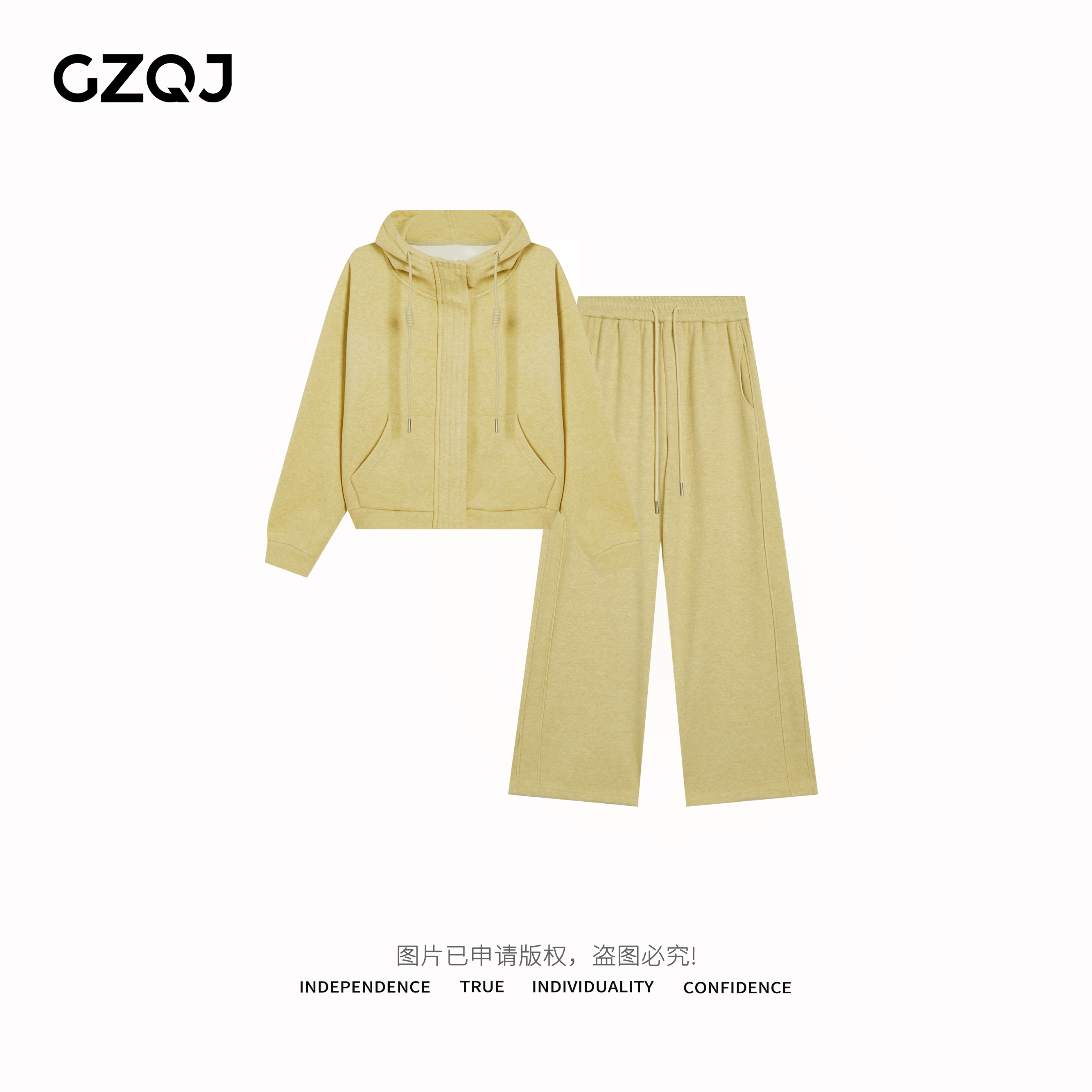 广州琴姐【休闲主义】时尚百搭连帽卫衣女+阔腿休闲裤两件套2388