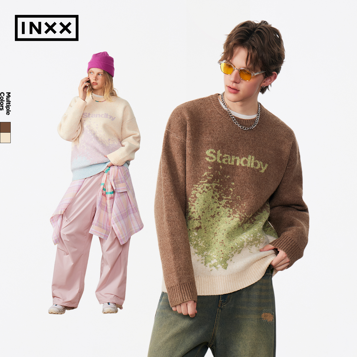 【INXX】Standby潮牌新品渐变提花针织衫男女同款毛衣XME4061427