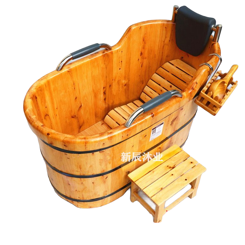 小扬哥推荐洗澡木桶香柏木熏蒸加盖扶手泡澡浴缸成人家用全身实木