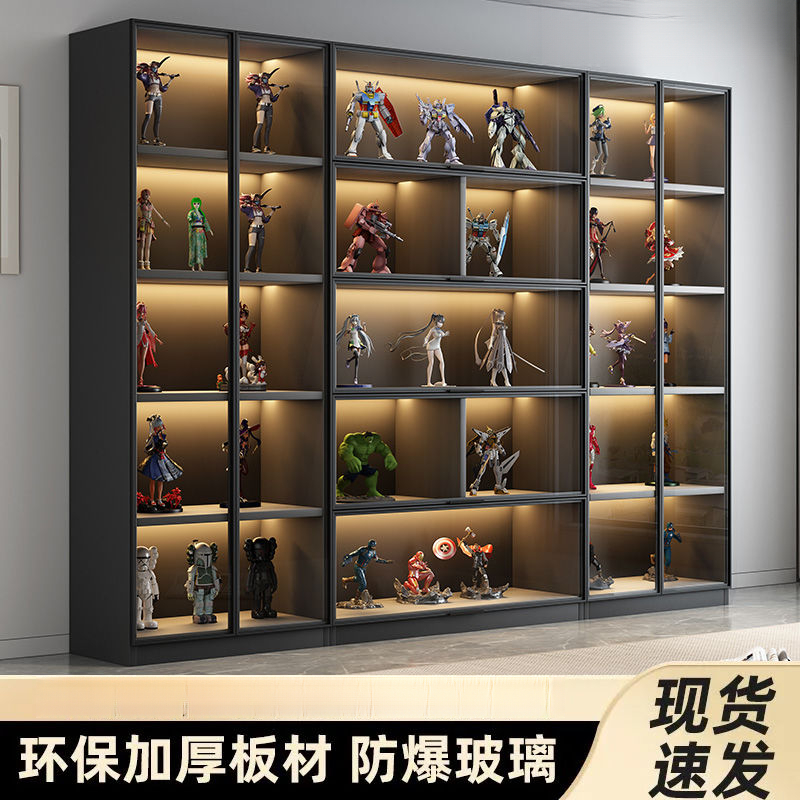 新疆包邮轻奢玻璃门手办柜公仔乐高模型展示柜家用收纳