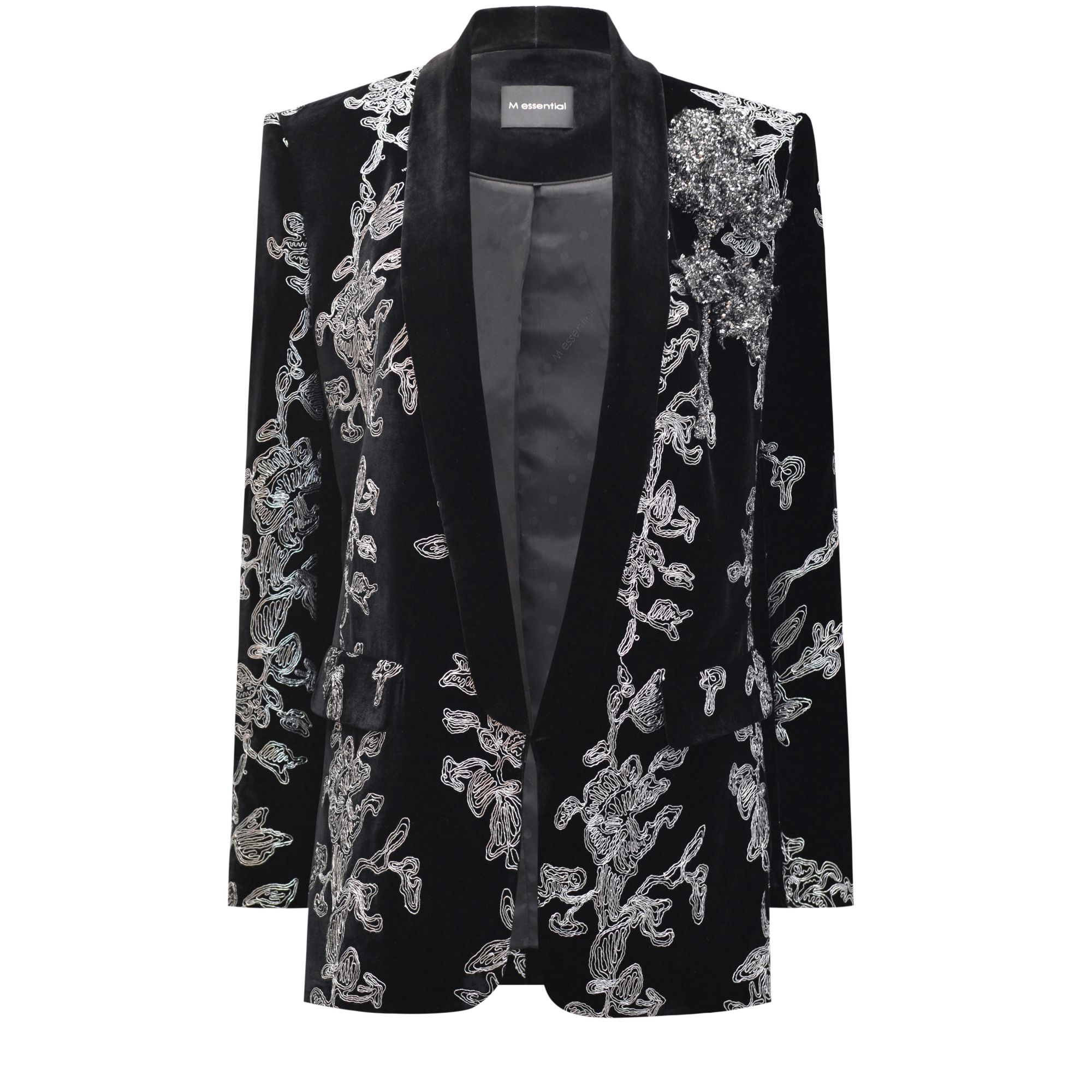 Messential W365银丝立体玫瑰丝绒外套