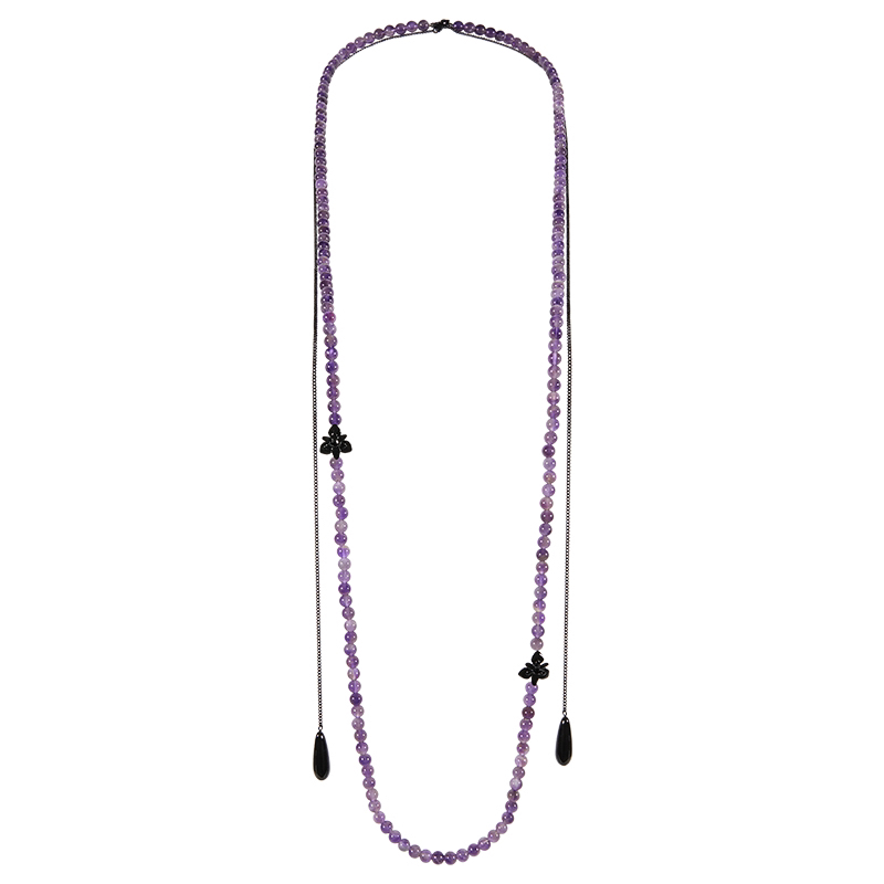 不锈钢琉璃项链 0008珠串项链紫色