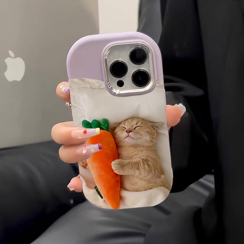 肤感马卡龙萝卜猫咪适用苹果15手机壳iphone13/14promax防摔12/11